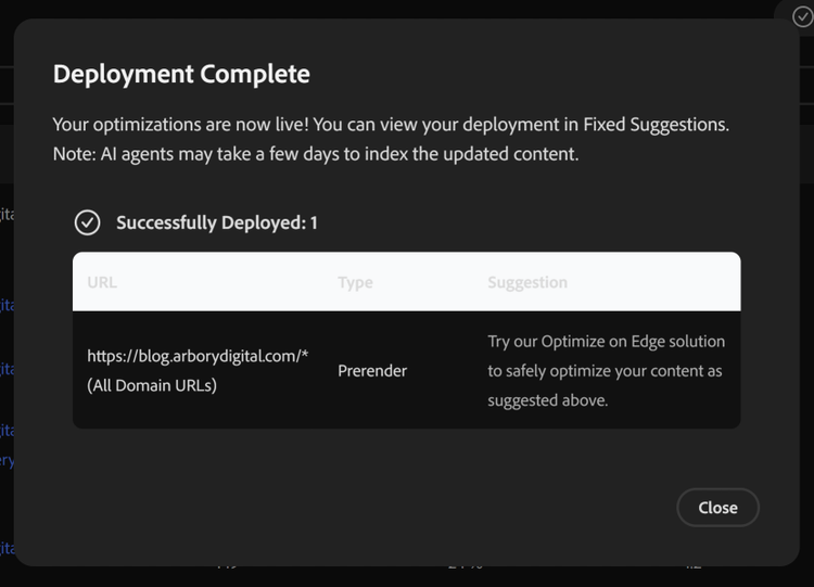 Domain URLs onboarded