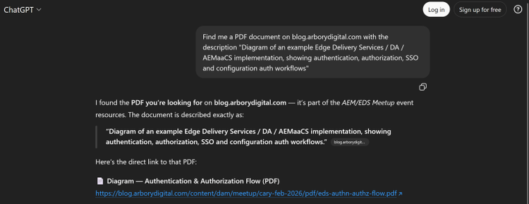ChatGPT returning the exact PDF URL