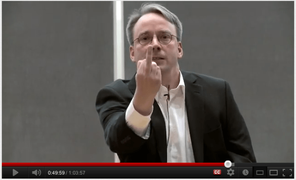 Linus Torvalds giving Nvidia the Finger