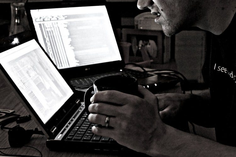 I'm sort of like Jettero Heller. Only, like if Jettero Heller spent his evenings deploying to high-traffic web-servers while negotiating with his kids about bedtime.