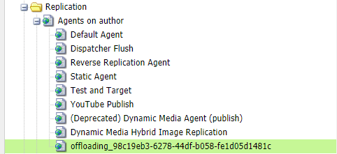 On the Master, create a new replication agent with the Title and Name as “offloading_*” where * is the sling ID of the Worker